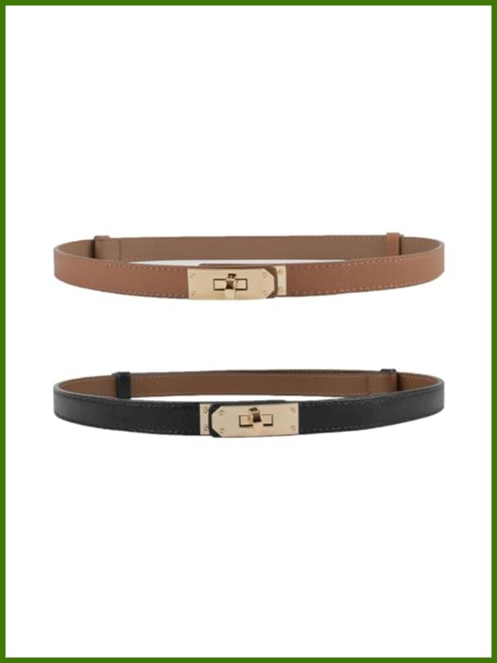 Women's Skinny Belt Alloy Turn Lock Adjustable Waist for Dresses Jeans Pants
